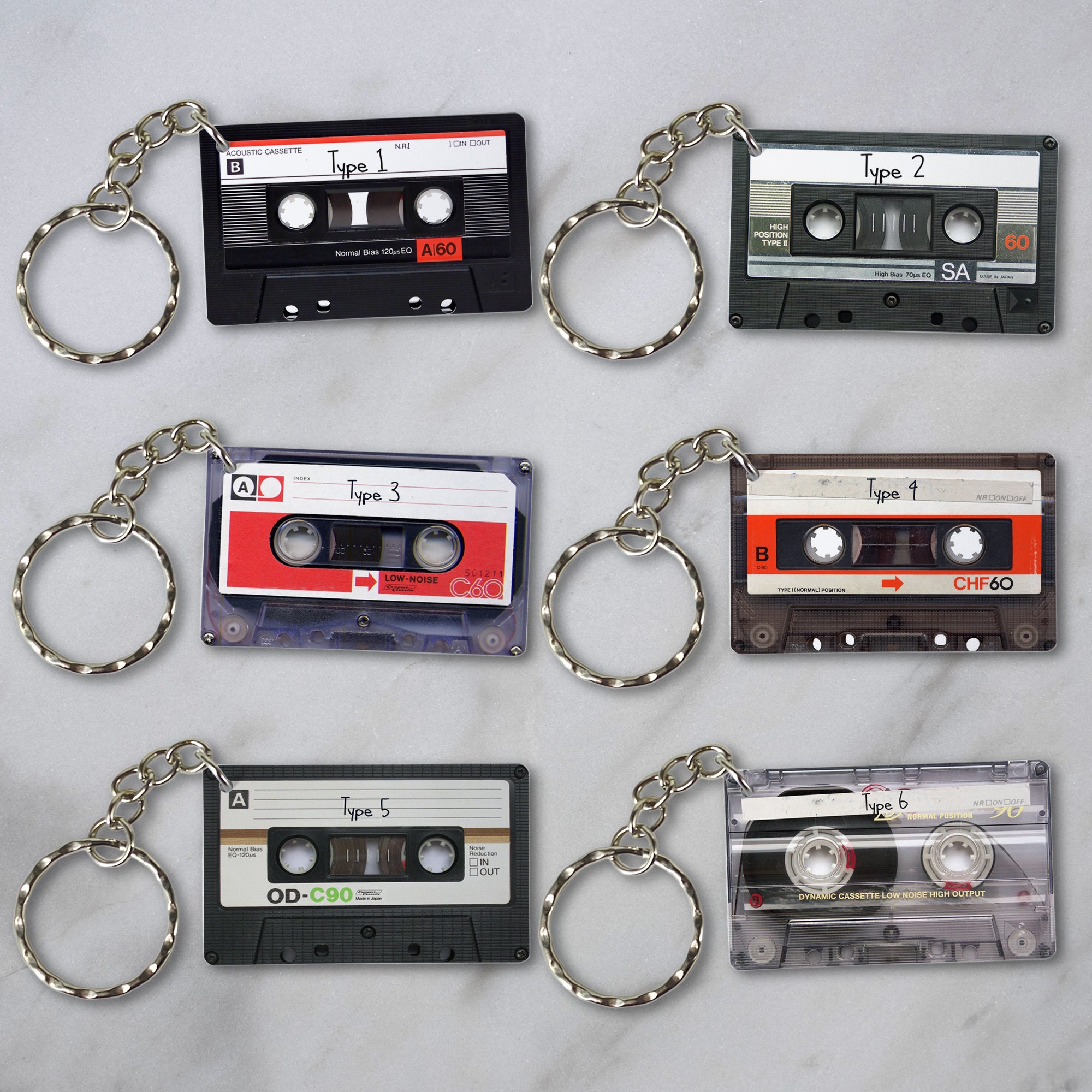 Retro Tape Cassette Keyring Key Chain/ring 6 Types - Custom