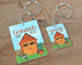 Grandads's Shed Keys Personalised Any Name Keyring / Keychain Gift Idea / Dad Brother Uncle