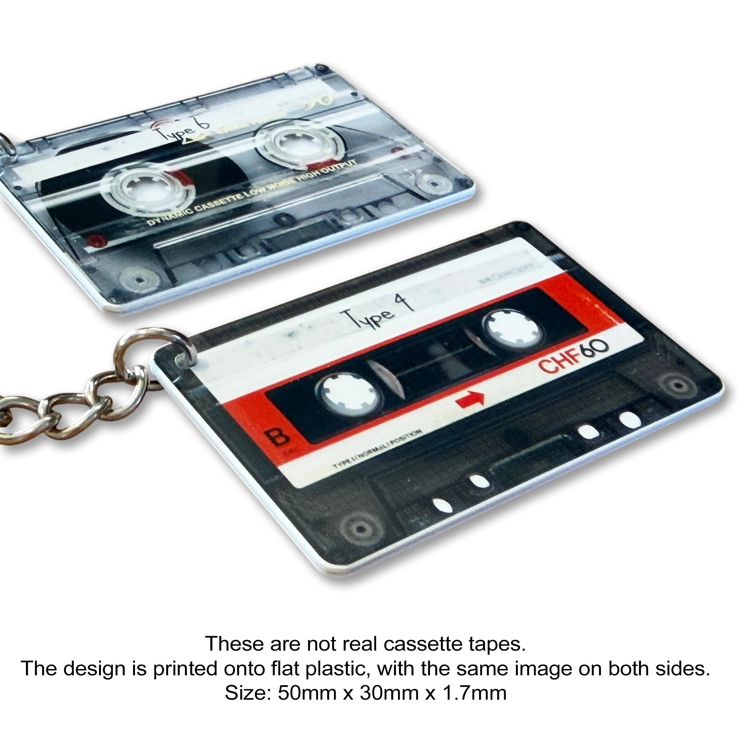 Retro Tape Cassette Keyring Key Chain/ring 6 Types - Custom Text