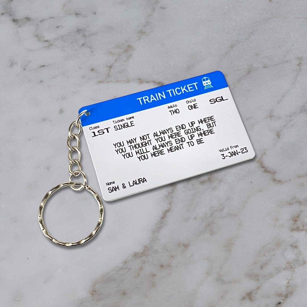 Personalised Keyring, Train Ticket, Keychain, Gift, Keyring, Valentine ...