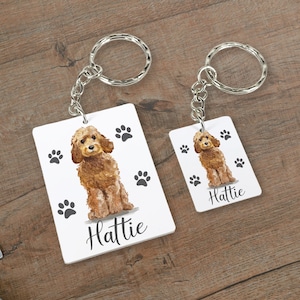 Cockapoo Golden Dog Personalised Name Keyring / Keychain Gift Idea