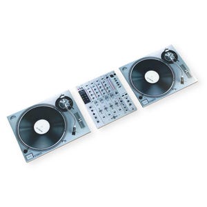 DJ Turntable Fridge Magnets Silver – Vinyl Record & Mixer Magnet Set | Gift for Music Lovers