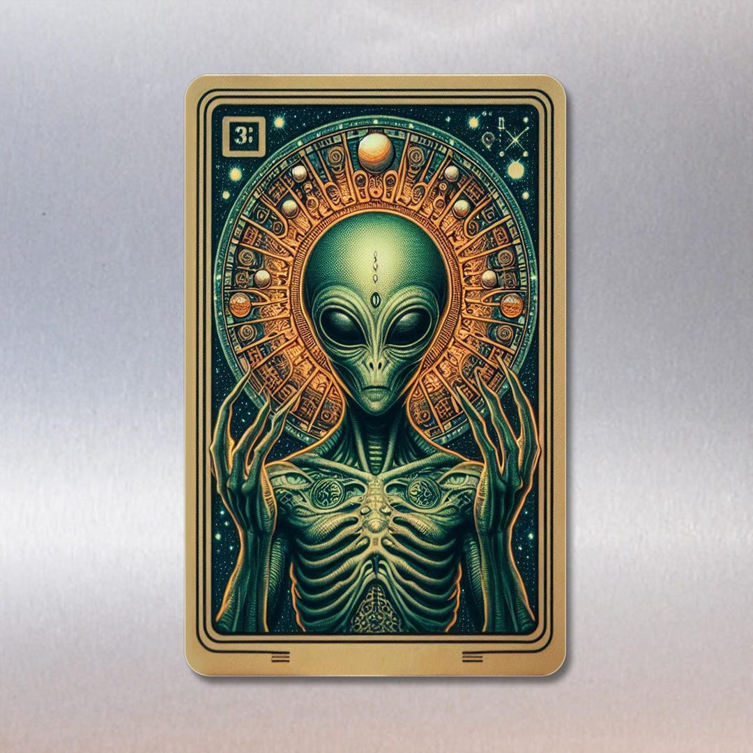 Gray Alien Fridge Magnet, UFO Art Card Sign - Etsy