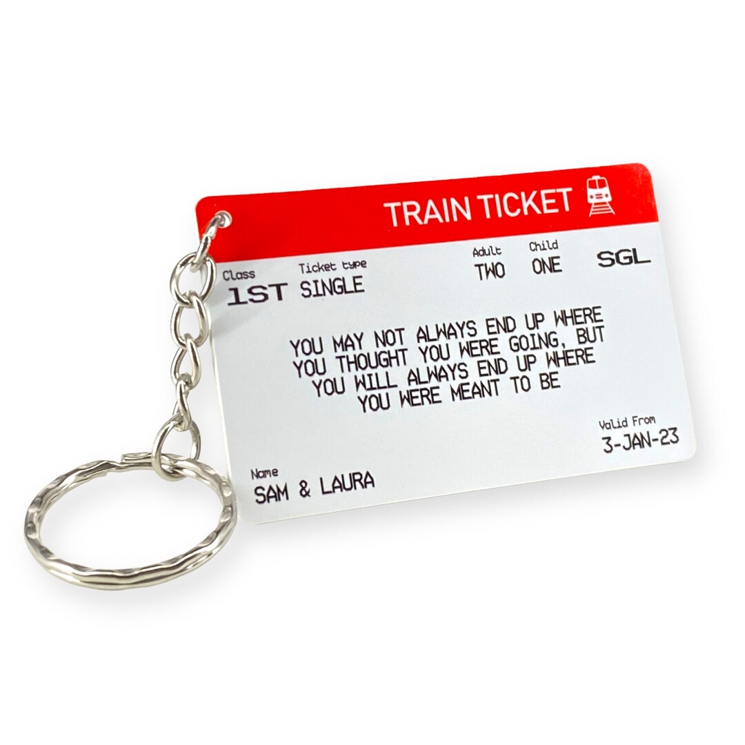 Personalised Keyring, Train Ticket, Keychain, Gift, Keyring, Valentine ...