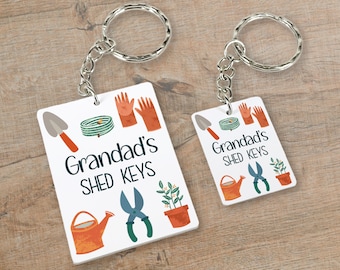 Grandads's Shed Keys Personalised Any Name Keyring / Keychain Gift Idea / Dad Brother Uncle