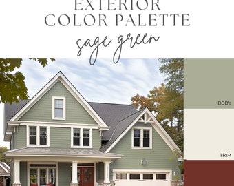 Exterior Paint Color Palette - Sage Green
