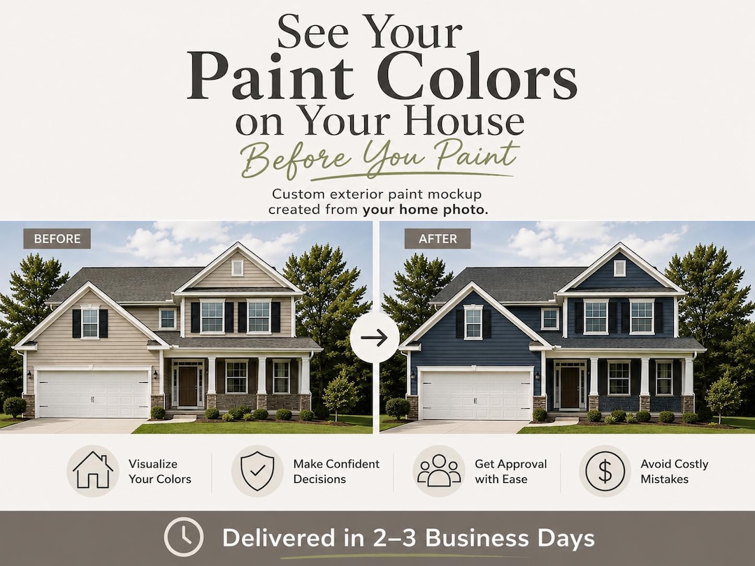 Custom Exterior Paint Mockup | Visualize Home Colors Before Painting ...