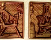 Vintage Wall Decor Yarn Spinning Wheel and Butter Churn