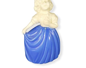 Vintage Ceramic Lady Planter Japan Blue Cream Dress