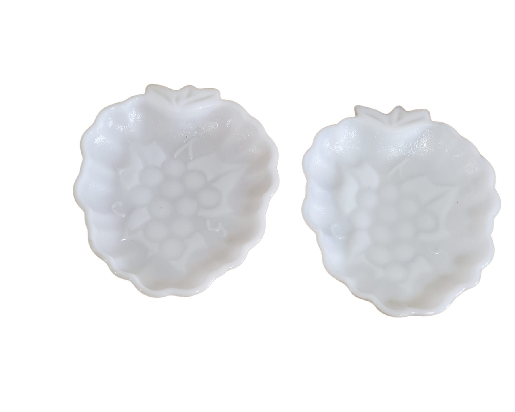 Vintage White Milk Glass Grape Pattern Bowls Candy Dishes, Collectible Dish