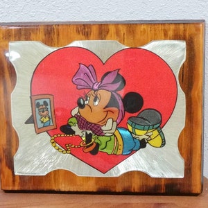 Vintage Walt Disney Mickey and Minnie Mouse Wall Decor Plaque Kids Room