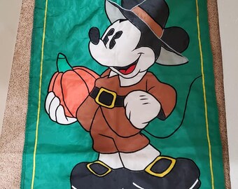 1997 Disney Green Mickey Mouse with Pumpkin Outdoor Flag Banner
