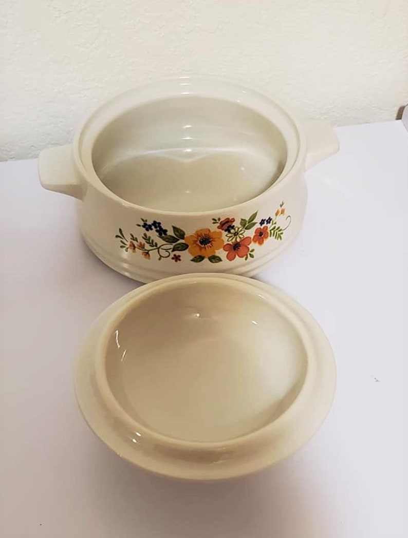 1980 Sweet Flowers Bake Serve'n Store Stoneware Individual Etsy