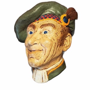 Vintage Bossons Style Chalkware Wall Hanging Sculpture Irish Man Head