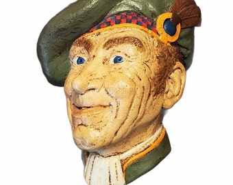 Vintage Bossons Style Chalkware Wall Hanging Sculpture Irish Man Head