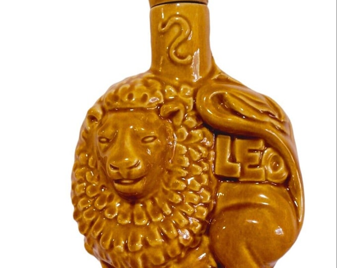 1970s Rare Antique zodiac Series Leo/aquarius Ceramic Decanter Bottle