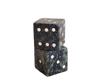 Vintage Set of 2 Stone Dice Board Game Accessories