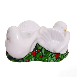 1993 Avon Ceramic Dove Candle Holder, Double Candle