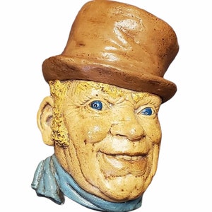 Vintage Bossons Style Chalkware Wall Hanging Sculpture Man&#39;s Head Men&#39;s Cave Decor