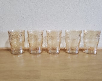 Four Large Amber Glass Crackle Tumblers 18 Ounces - Etsy