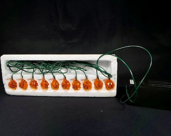 1992 Party Fun Halloween Pumpkin Light Set String Of 10 tested