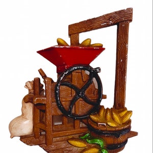 1978 Homco Metal Wall Plaque Corn Sheller Home Decor Made in USA, Farmhouse Decor