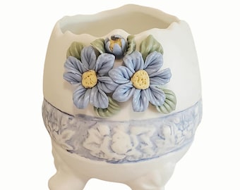 Ceramic Egg Vase Candy Dish Bowl Flowers Collectible