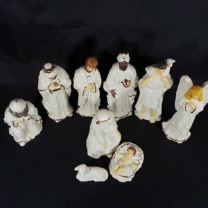 Fine Porcelain 9pc Christmas Nativity Set Etsy