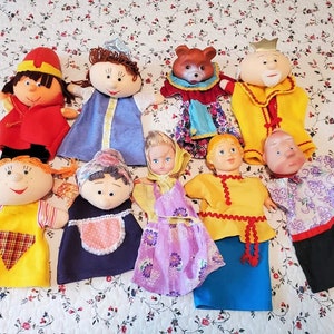 Vintage Russian Fairy Tales Puppets Set of 9 Pretend Play