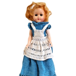 Vintage Plastic Doll with Handmade Crochet Outfit