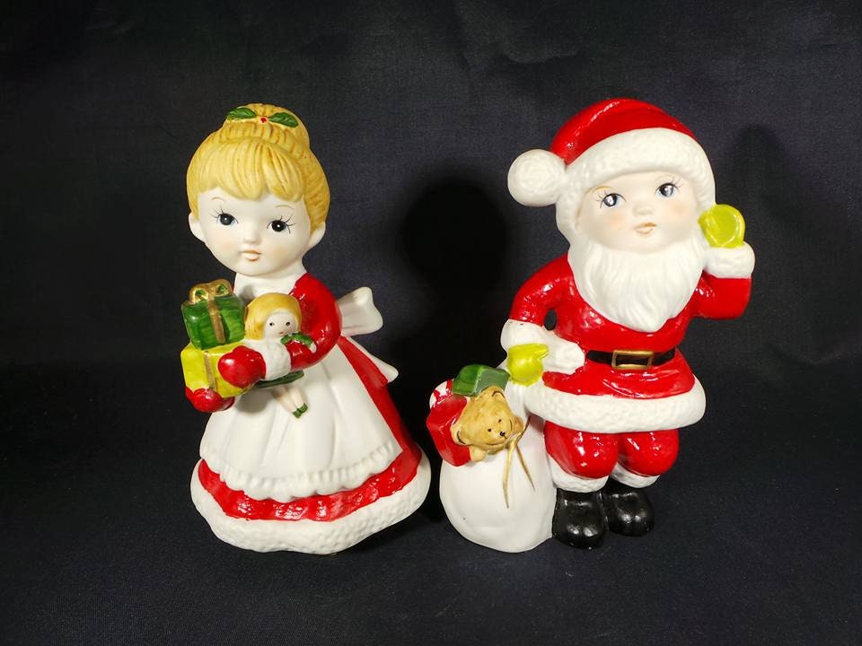 Homco Santa Boy And Girl Mr and Ms Claus Ceramic Christmas Figurines Ceramic Santa Decor Holiday Home Decor