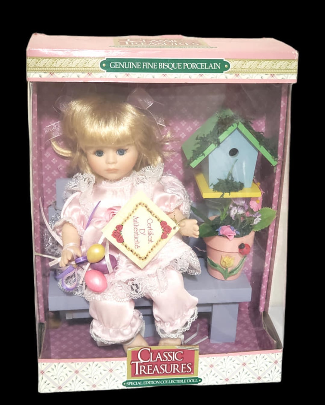 ビンテージ レア スクィッシュパピーズ ドール Classic Treasures Genuine Fine Bisque Porcelain Doll Birdhouse Pot