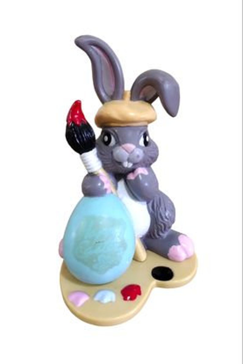 Trendmaster Rabbits Vintage Plastic Bunny Rabbit Artist Easter Decor Figurine Trendmasters ...