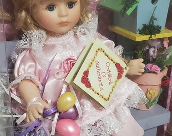 Classic Treasures Genuine Fine Bisque Porcelain Doll Birdhouse Pot