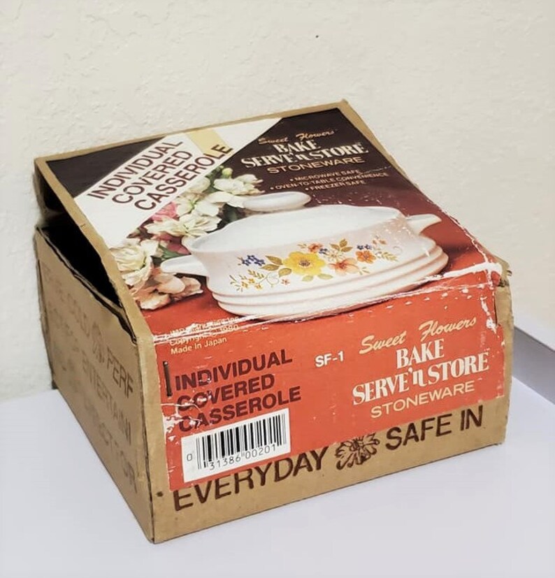 1980 Sweet Flowers Bake Serve'n Store Stoneware Individual Etsy