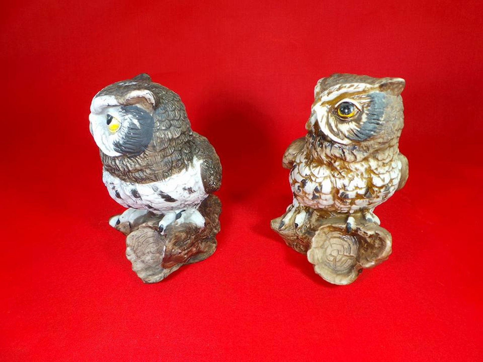 Homco Ceramic Owl Figurines Collectible Etsy