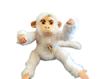 Antique Plush Wind up Japan Monkey Camera WORKING Moving Arms