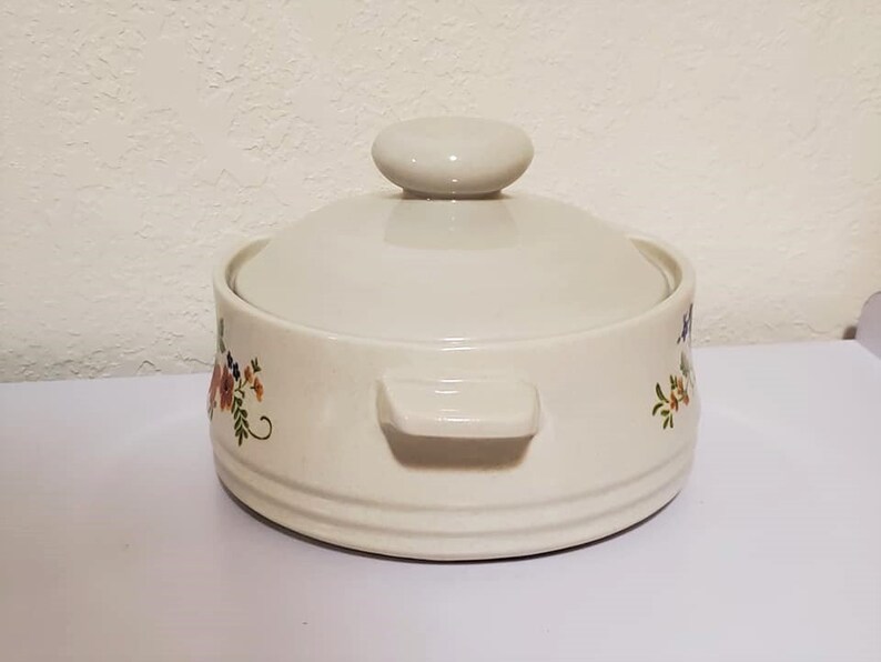 1980 Sweet Flowers Bake Serve'n Store Stoneware Individual Etsy