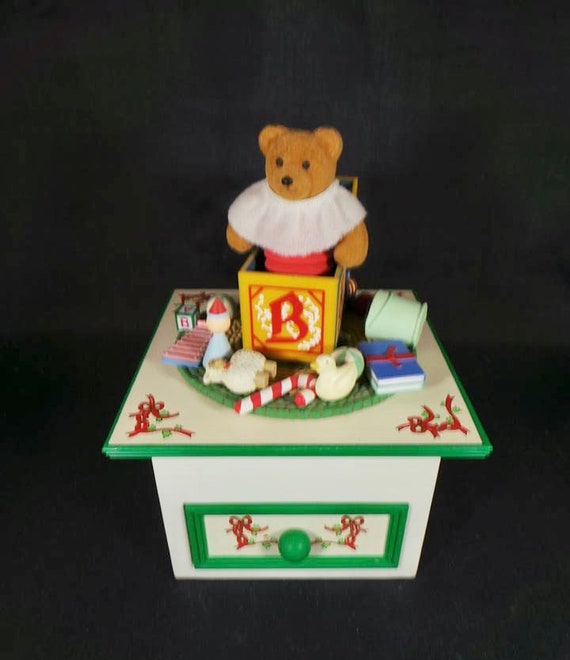 1992 Adrian Samuelson Hand painted Schmid Christmas Holiday Friends Windup Music Box Toyland