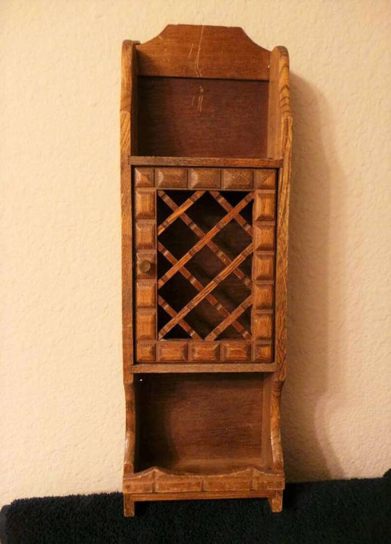 Antique Rare Wood Medicine Apothecary Wall Cabinet