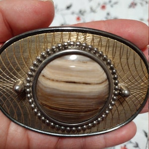 Vintage Polished Stone Light Brown - Cowboy Rodeo Ranch - Western Belt Buckle