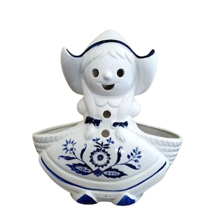 Vintage Ceramic Dutch Girl Planter Two Sided