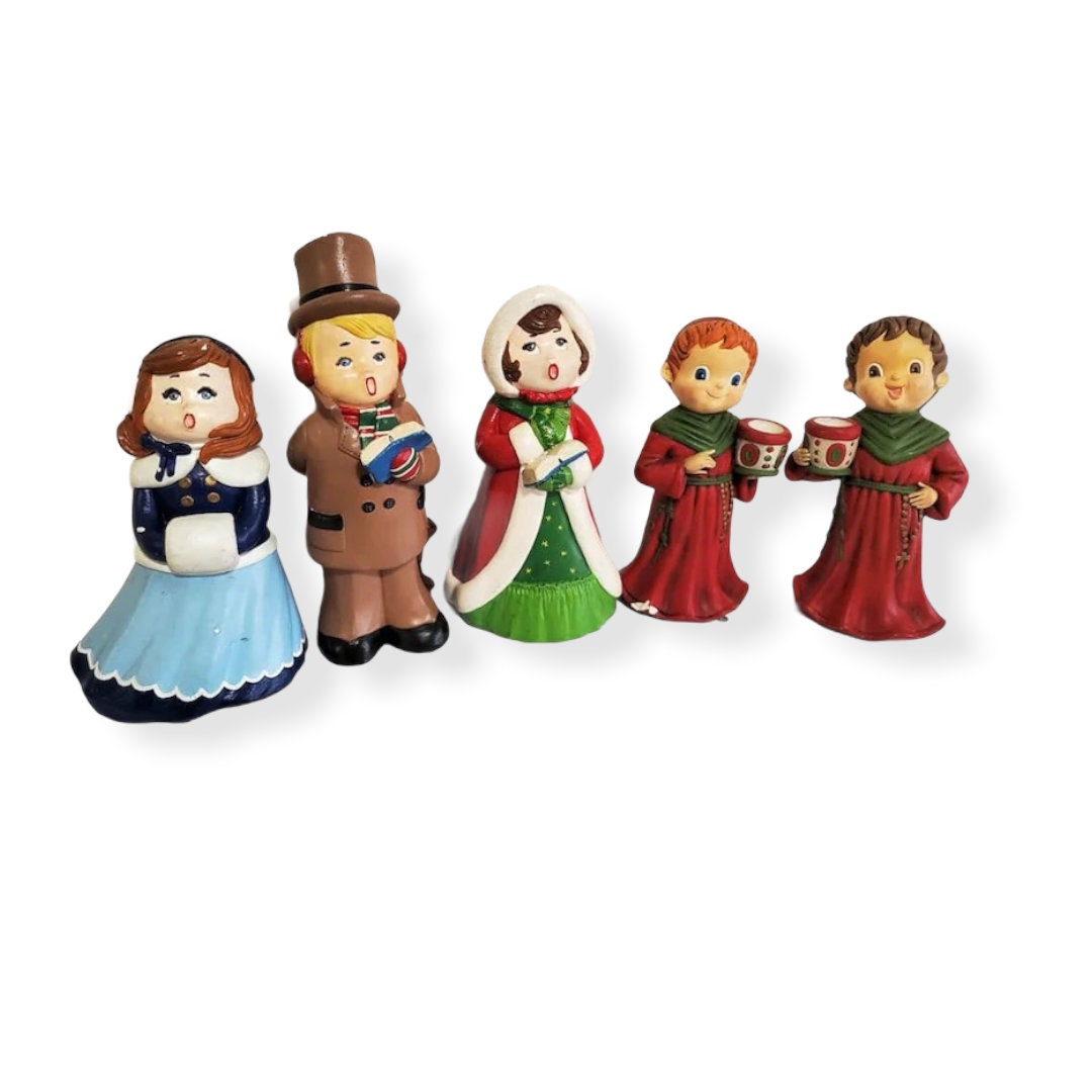 Vintage Christmas Handpainted Caroler Singers Choir Boys Bisque