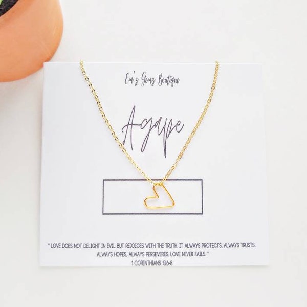 The Agape Necklace, 1 Corinthians 13:6-8 Bible Verse Necklace, Gold Plated Necklace, Gold Dainty Necklace, Christian Jewelry, Christian Gift