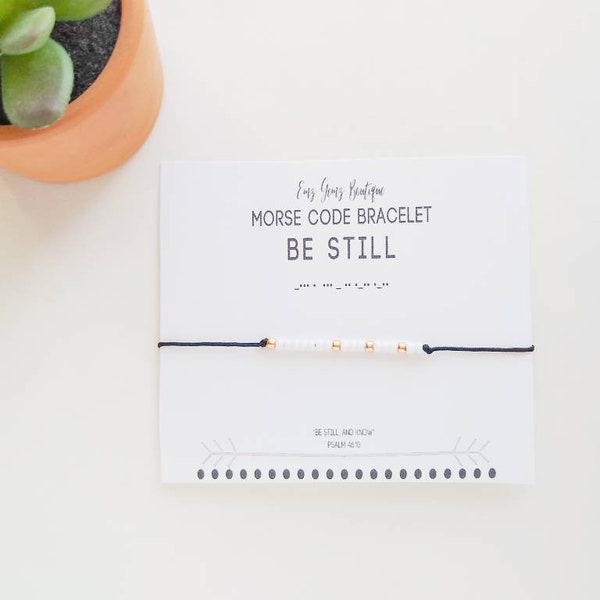 Be Still Morse Code Bracelet, Psalm 46:10, Bible Verse Morse Code Bracelet, Bible Verse Jewelry, Morse Code Bracelet, Christian Gift for Her