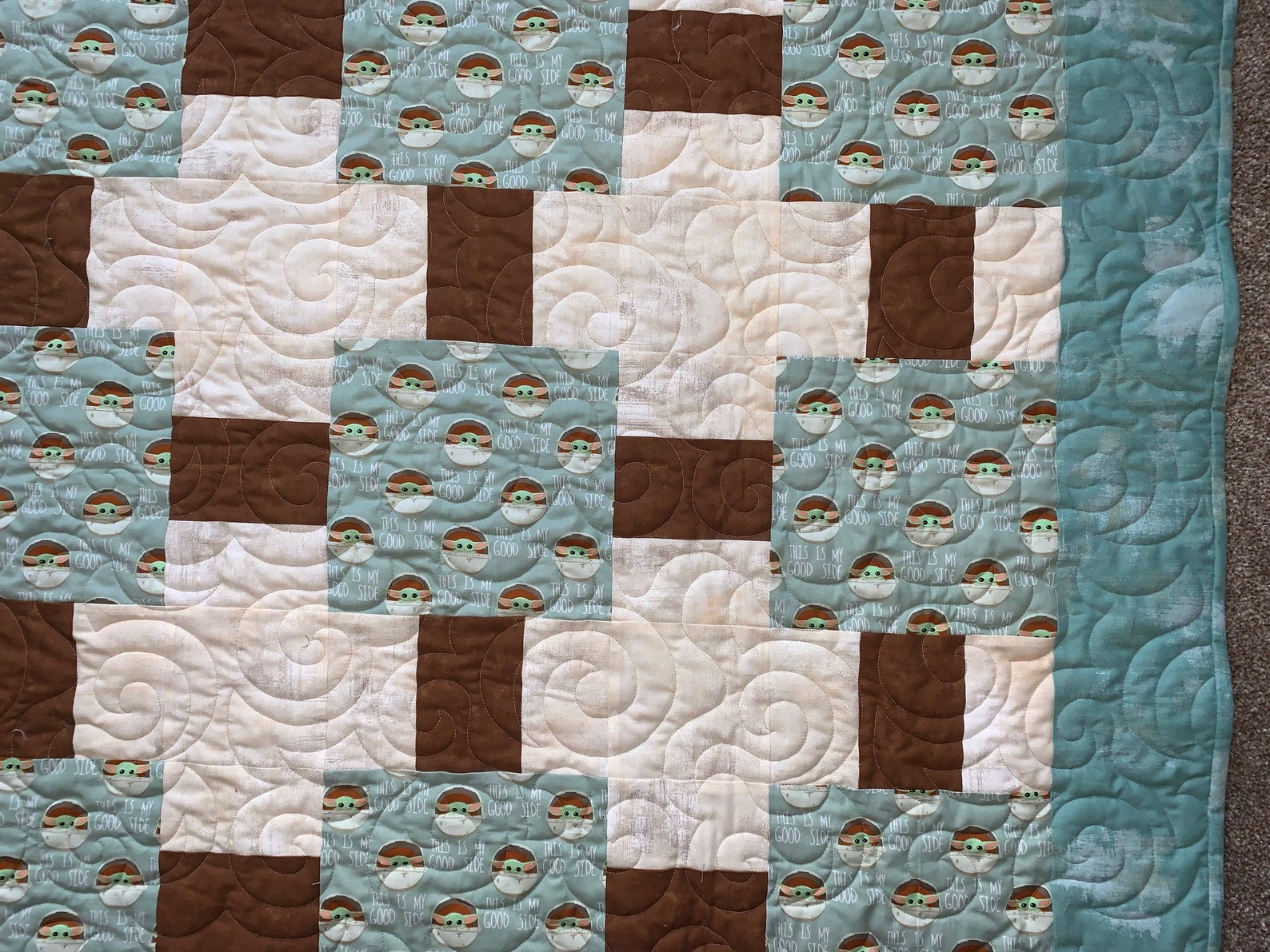 Mandalorian Baby Yoda Quilt quilts for sale patchwork Etsy