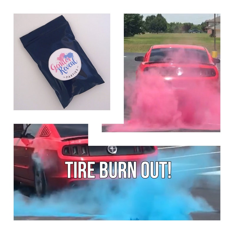 Premium Burnout Gender Reveal Tire Pack Burnout Pink Blue Yellow Red Green Orange Purple or White image 2