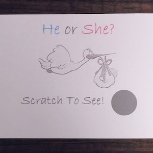 Ships Same Day!  Day Gender Reveal Scratch off Cards Gender Reveal Card Gender Reveal Scratch Off Stork
