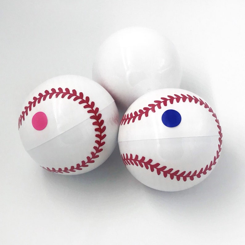 3 Gender Reveal Baseballs now with powder or powder and confetti Handmade Gender Reveal Baseball Includes a practice ball image 2