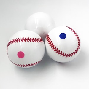 3 Gender Reveal Baseballs now with powder or powder and confetti Handmade Gender Reveal Baseball Includes a practice ball image 1